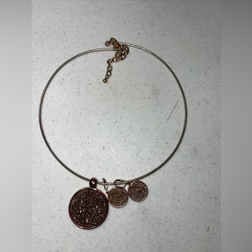 JOAN RIVERS Druzy Gold Tone  Necklace Dangle Earrings Set